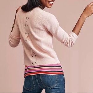 CABI ELIZA PINK/PEACH BUTTON UP V-NECK CARDIGAN SIZE(M)